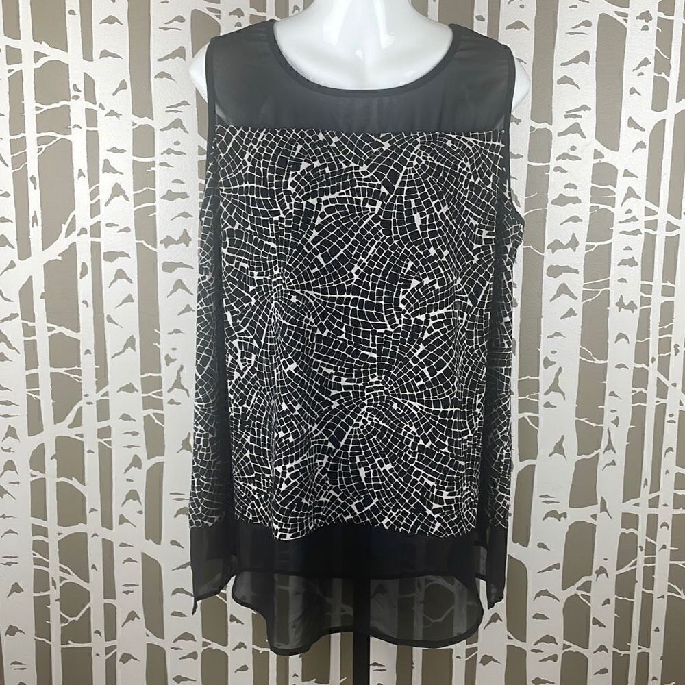 Vince Camuto Mosaic Print Sleeveless Top 1X
